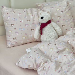 A类全棉双层纱枕头套一对装 纱布单独单件纯棉被套150x200x230被罩