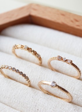 日常百搭～日系甜美蝴蝶结镂空锆石莫桑石戒指s925银镀金女生饰品