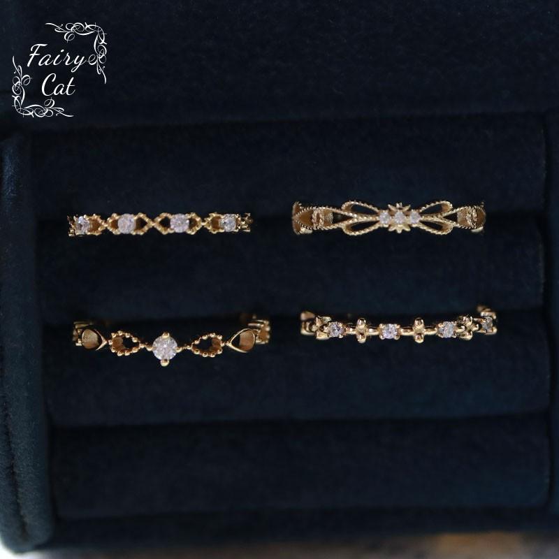 日系nojes*简约百搭新款镂空锆石精致小钻闪闪的戒指S925银镀金女