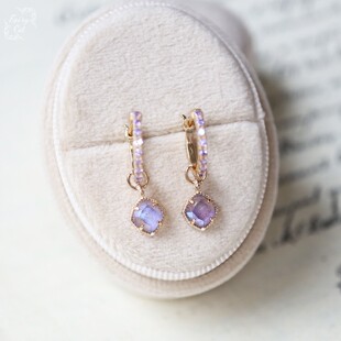 紫葡萄浆果。日系小众天然紫水晶吊坠锆石耳环耳扣s925银镀金礼物
