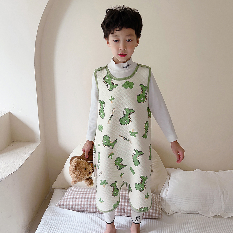 儿童睡袍秋冬纯棉宝宝春秋连体睡衣男童女童睡裙中大童防踢被秋季