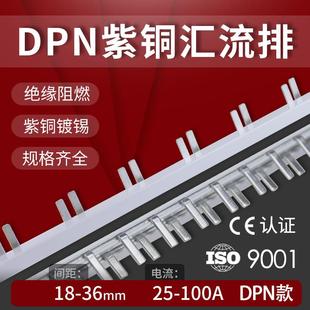 63A单极两出连接条DPN空开漏保开关紫铜回流新 40A N汇流排32A