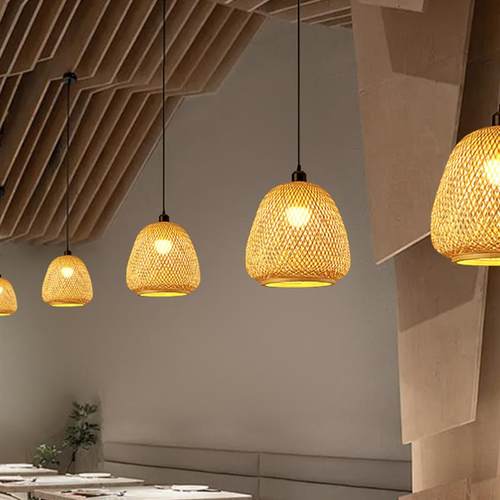 竹艺竹编吊灯灯笼餐厅禅意茶室民宿灯罩编织彷覆古民宿创意中式新