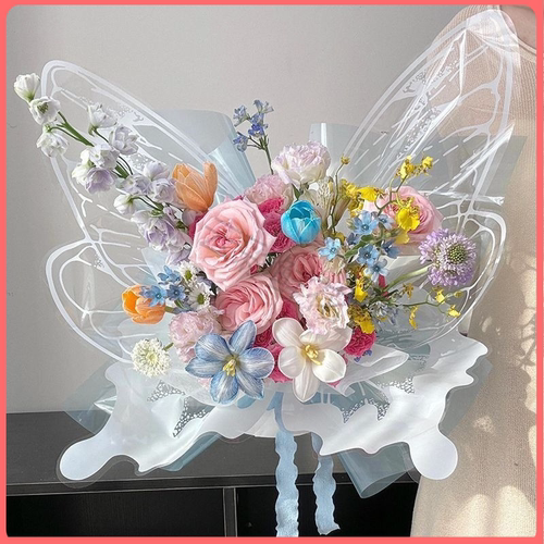蝴蝶花束包装纸创意鲜花材料花店