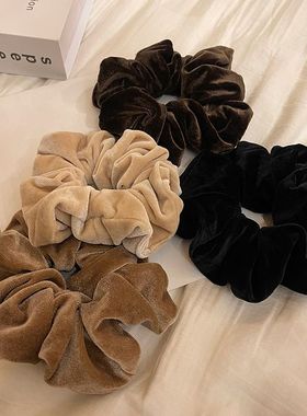 秋冬毛绒大肠发圈简约高级气质丝绒马尾头饰头花发圈韩系秋冬