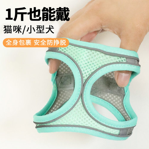 轻盈透气网孔胸背带猫咪牵引绳薄