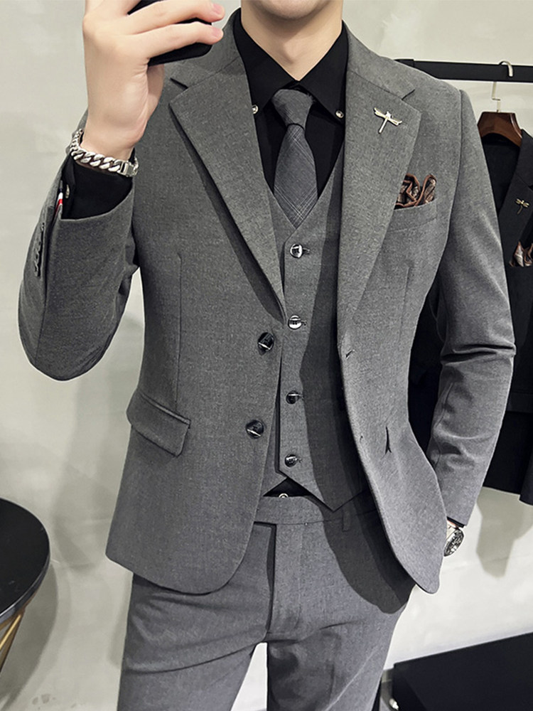 2024 SPRING SLIM SUIT MENS SINGLES TWO-BUTTON PLUS-SIZE JACKET BRITISH HANDSOME GROOM GROOM BEST MAN WEDDING DRESS