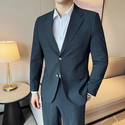 冰丝凉感西服男春夏2026修身大码