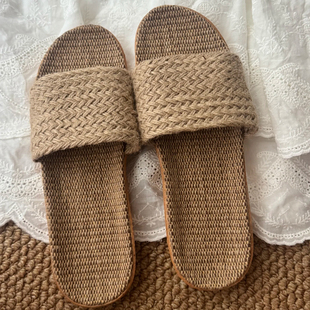 草编亚麻拖鞋女夏季室内家居静音高级感家用四季防滑防臭透气吸汗