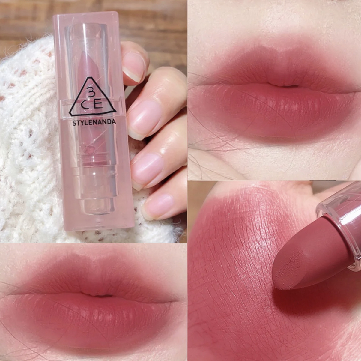 3ce 透明壳口红亚克力哑光雾面唇膏 #hazy rose 春日玫瑰