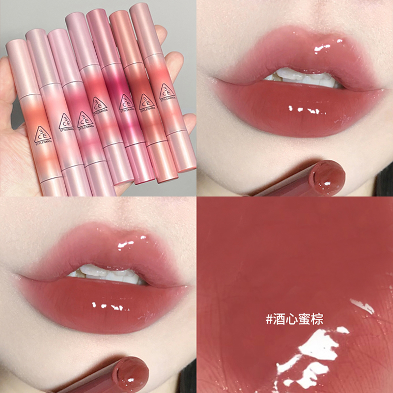 3ce细管固体唇膏口红镜面水光嘟嘟唇秋冬日杂滋润NECTAR酒心蜜棕
