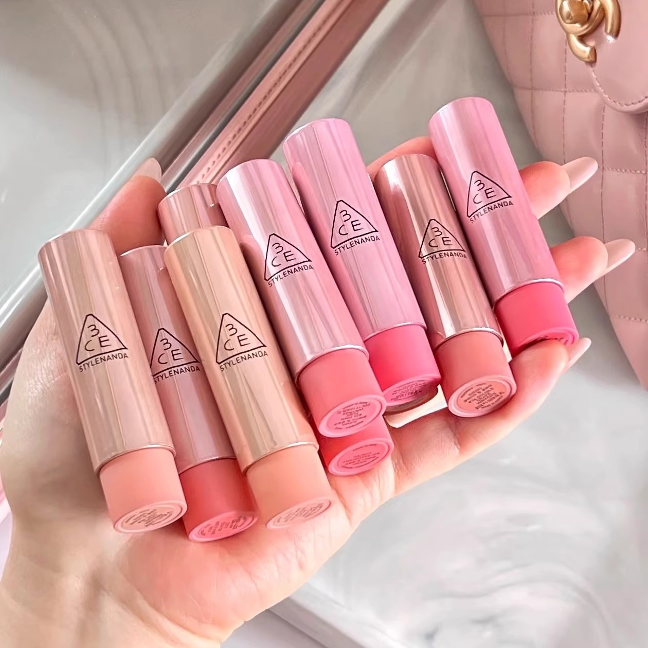 3CE好气色唇膏裸色30滋润显白水光釉面口红镜面玻璃唇水润日常