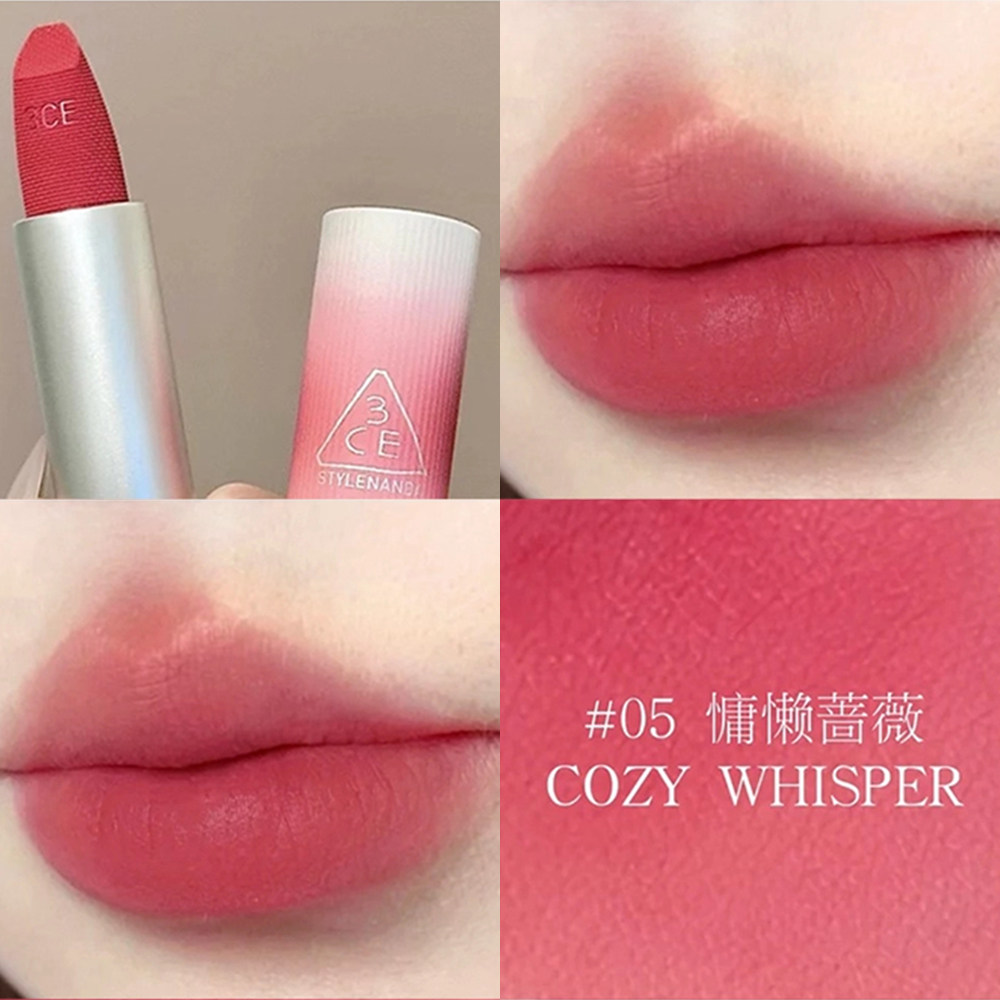 3ce唇绒口红拥抱唇膏05COZY WHISPER懒慵蔷薇冷调水红色甜嫩韩妹