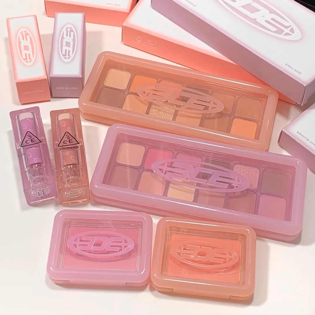 3ce限定12色purely樱花碎冰眼影盘西柚西瓜色口红奶油藕粉色腮红