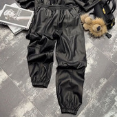 网红爆款 纯色百搭束脚PU皮裤 高腰韩版 2025秋冬新款 显瘦九分哈伦裤