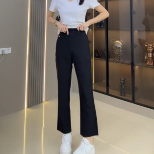 百搭显瘦九分微喇裤 女高腰弹力净版 欧货休闲裤 通勤风2026早春新款