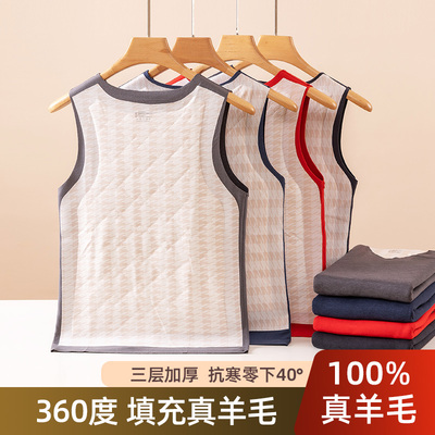 无痕羊毛秋冬季加绒男士坎肩