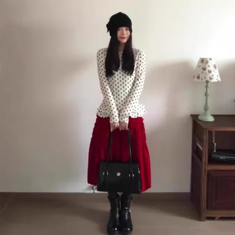 长袖内搭打底衫显瘦甜美风波点女白色荷叶边T恤气质减龄上衣春季