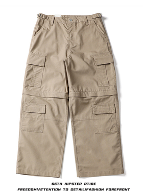 25SS日系复古水洗做旧工装裤秋季潮男多口袋宽松休闲长裤直筒裤