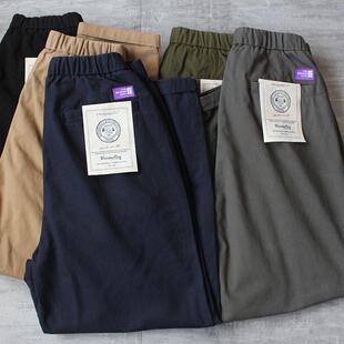 日系潮牌紫标复古做旧水洗宽松直筒休闲裤男基础款纯棉工装长裤子