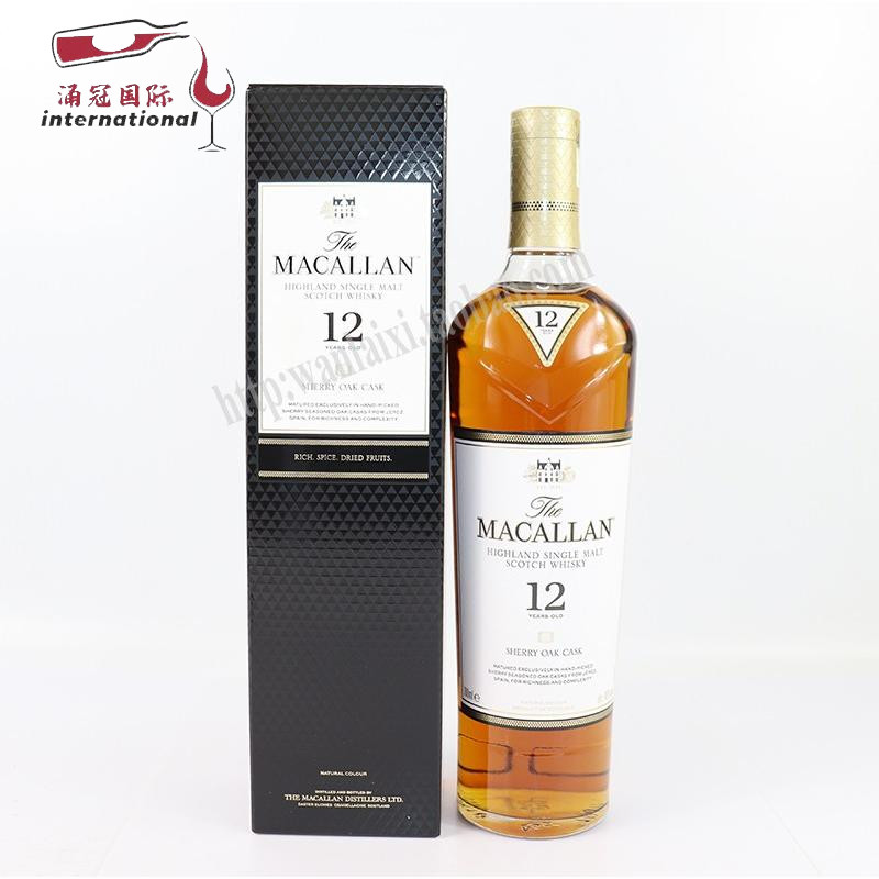 行货洋酒 MACALLAN麦卡伦12年雪莉桶雪梨单一麦芽苏格兰威士忌