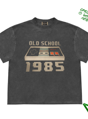 复古街头风cropped top 1985游戏机印花图案古着感休闲短袖上衣