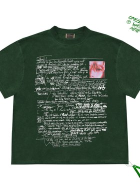 美式街头cropped top手绘英文字母涂鸦图案小照片复古潮牌短袖T恤