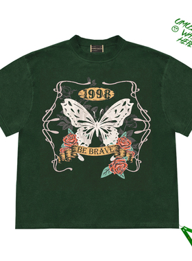 复古风cropped top1998花卉蝴蝶Flowers and butterflies短袖上衣
