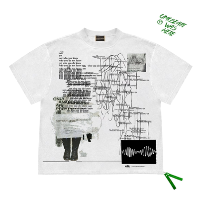 混搭cropped top代码照片手绘涂鸦线条画图案原创设计感短袖上衣