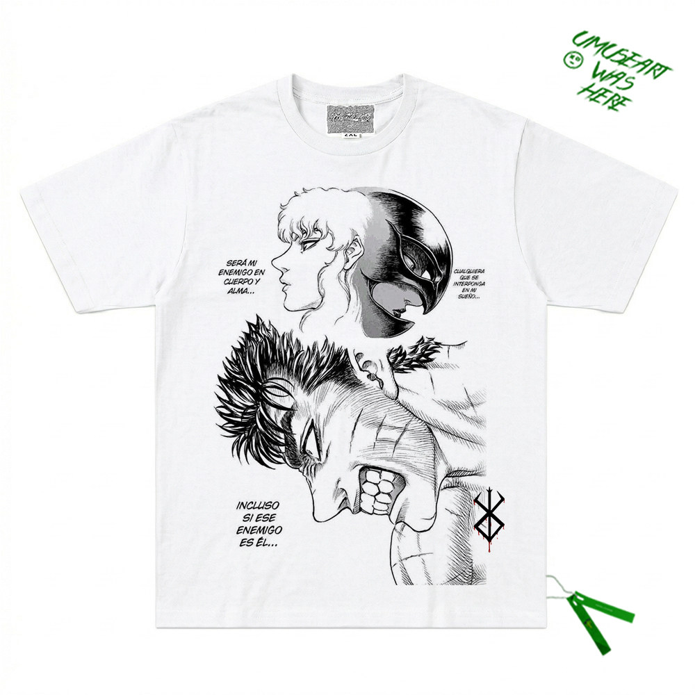 VINTAGE古着感暗黑风漫画周边短袖T恤剑风传奇格斯格里菲斯对峙