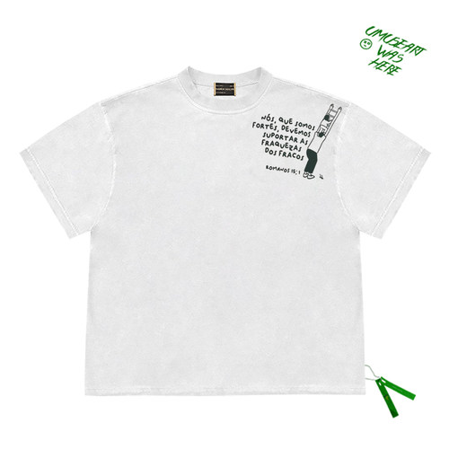 facetoface怪诞工作室！小众设计感极简风涂鸦情侣短袖T恤白色