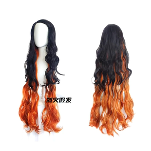 【烈火】鬼灭之刃 灶门祢豆子cos假发 黑色渐变棕黄 动漫长卷发发