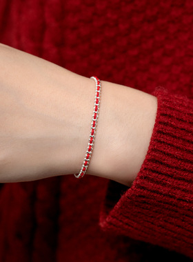新中式红绳编织手链女S925纯银小众简约精致新年本命年红色手饰女