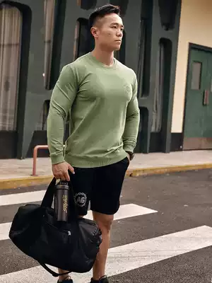 AlphaGym men's printed thick cotton T spring hardcore training Sports cotton casual loose long sleeve top