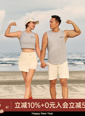 AlphaGym海滩情侣背心男女夏季新款复古印花休闲运动健身无袖T恤