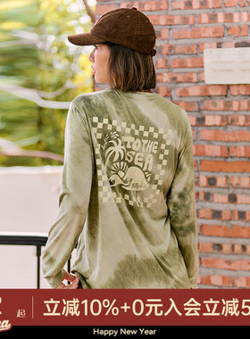 AlphaGym扎染印花长袖t恤春季宽松遮肉显瘦高级感美式打底衫上衣