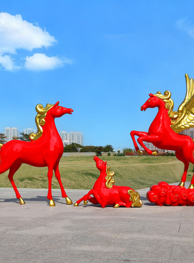 网红飞马玻璃钢雕塑大摆件吉祥物