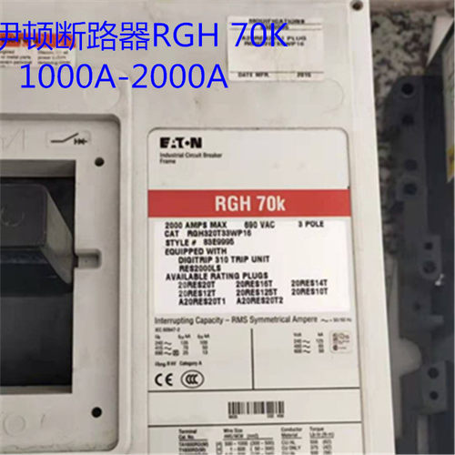伊顿卡特拉汗莫 RGH 70K 可调断路器 1000A-2000A 模块A20RES20T1