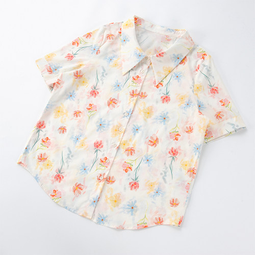 大码全棉印花衬衫有弹防透