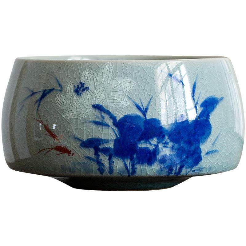 纯手绘鱼戏冰裂纹茶洗水盂水洗茶碗陶瓷功夫茶具配件茶道零配家用,餐饮具,整套茶具,淘宝优惠券,粉丝福利购,淘宝优惠卷