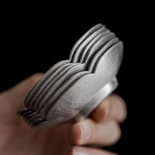 传统功夫茶具复古锡杯托茶托茶道配件杯杯碟垫杯托杯架杯垫