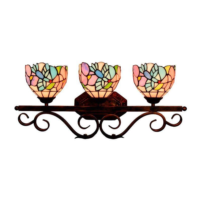 蒂凡尼复古田园彩色玻璃浴室镜前灯美式走廊酒吧餐厅三头壁灯