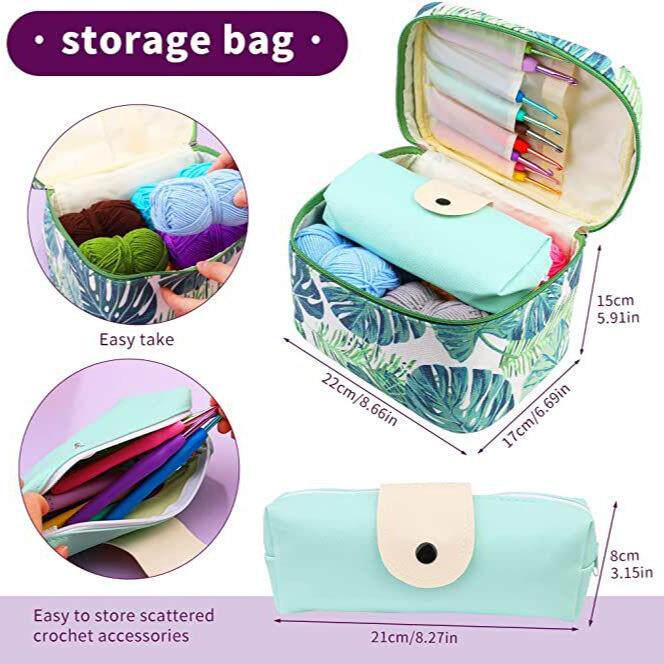 87件套初学者钩针套装塑料缝纫针缝合标记存储袋针织工具配件