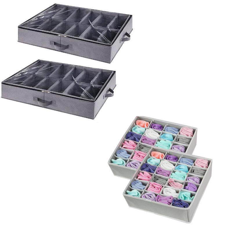 收纳鞋盒布艺可折叠鞋子分格整理收纳盒防尘防潮拉链透明盖储物箱