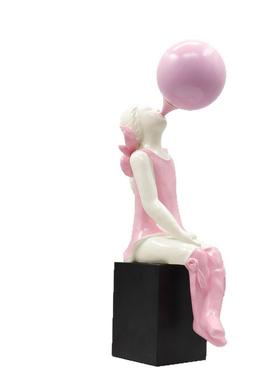 北欧现代轻奢吹泡泡女孩摆件网红儿童房雕塑艺术品玄关样板间摆设