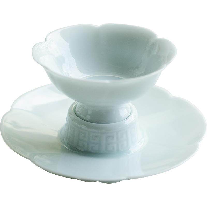 影青手工陶瓷高足莲花杯茶盏家用功夫茶具主人杯品茗杯茶杯盏杯,餐饮具,茶杯,淘宝优惠券,粉丝福利购,淘宝优惠卷