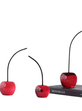 现代简约红色樱桃树脂小摆件样板间售楼处酒店玄关装饰品