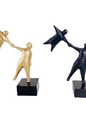 北欧金属拉手小人摆件创意装饰现代客厅饰品铁工艺品样板间摆件