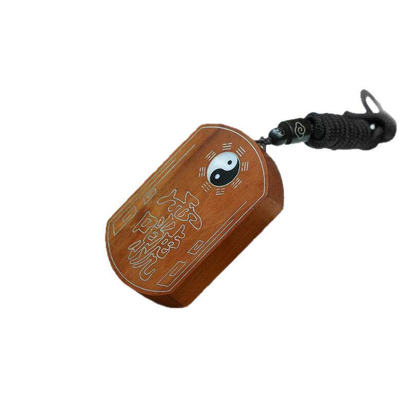 枣木镶银雷祖讳卦挂饰十字天经吊坠事牌挂件手把件纯手工雕刻