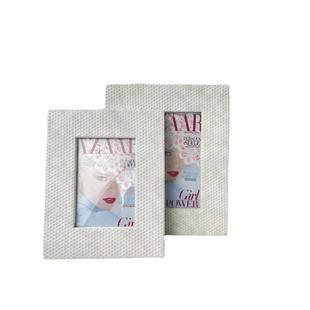 现代简约轻奢装 饰摆件白色皮质饰品黑边相框7寸8寸卧室玄关样板房